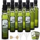 12 Pcs 8 oz Mini Olive Oil Bottles Empty Sauce Condiment Bottles with Dropper Inserts and Sticker Seals Caps for Gifts Kitchen
