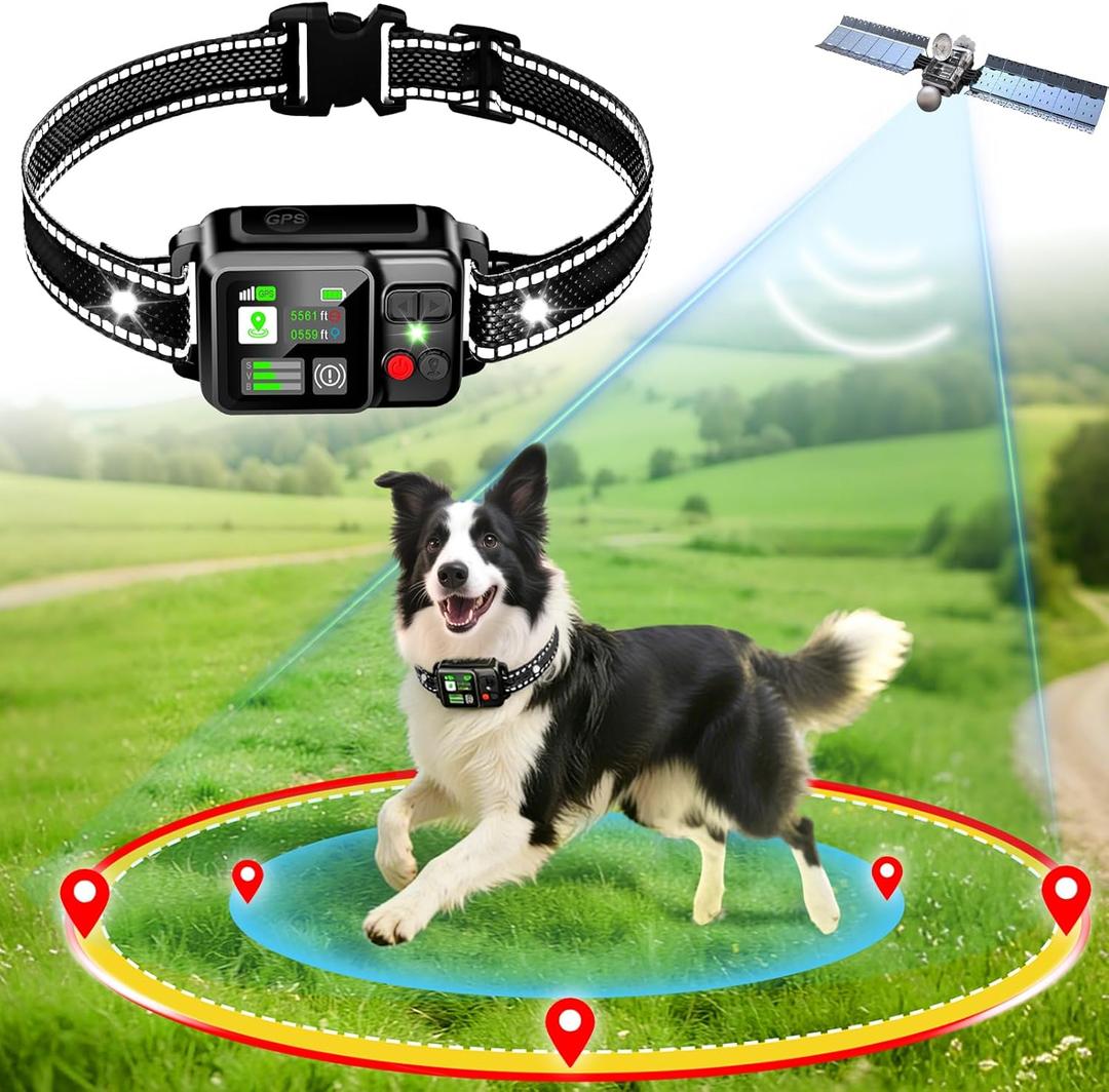 GPS Wireless Dog Fence System, Electric Electric Dog Fence Using GPS Electric Satellite Technology, with a Range of 15-2000m, IPX7 Waterproof Rechargeable Collar Receiver,Outdoor Use Only6