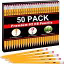 Gloween 50 Pack Pencils #2Pre-Sharpened HB Pencil Bulk with Top Erasers, Great Set for Office, School, and Classroom Supplies