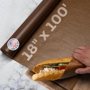 Brown Wet Wax Paper Roll 18" x 100' - USA-Made Moisture-Repellent Cooking Paper for Packing, Storing & Freezing - Heavy-Duty Food-Safe Wrapping Material for Meat, Cheese & Baked Goods by IDL Packaging