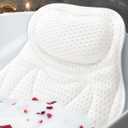 Bath Pillow Luxury Bathtub Pillow, Bath Pillows for Tub Neck and Back Support, Bath Tub Pillow Headrest with Soft 4D Air Mesh Fabric & Non-Slip Suction Cups, Fits All Bathtub Relaxing Bath Accessories (White)