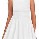 Bnycuml Girl's Summer Dress Crew Neck Sleeveless Ruffle A-Line Swing Dresses for(White,140) 5-6 Years