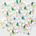 PATPAT Viscose from bamboo Matching Family Pajamas: Snug Pajamas Set Short Sleeve Tops and Short Sets, Mommy and Me Sleepwear Green White Kids 10 Years