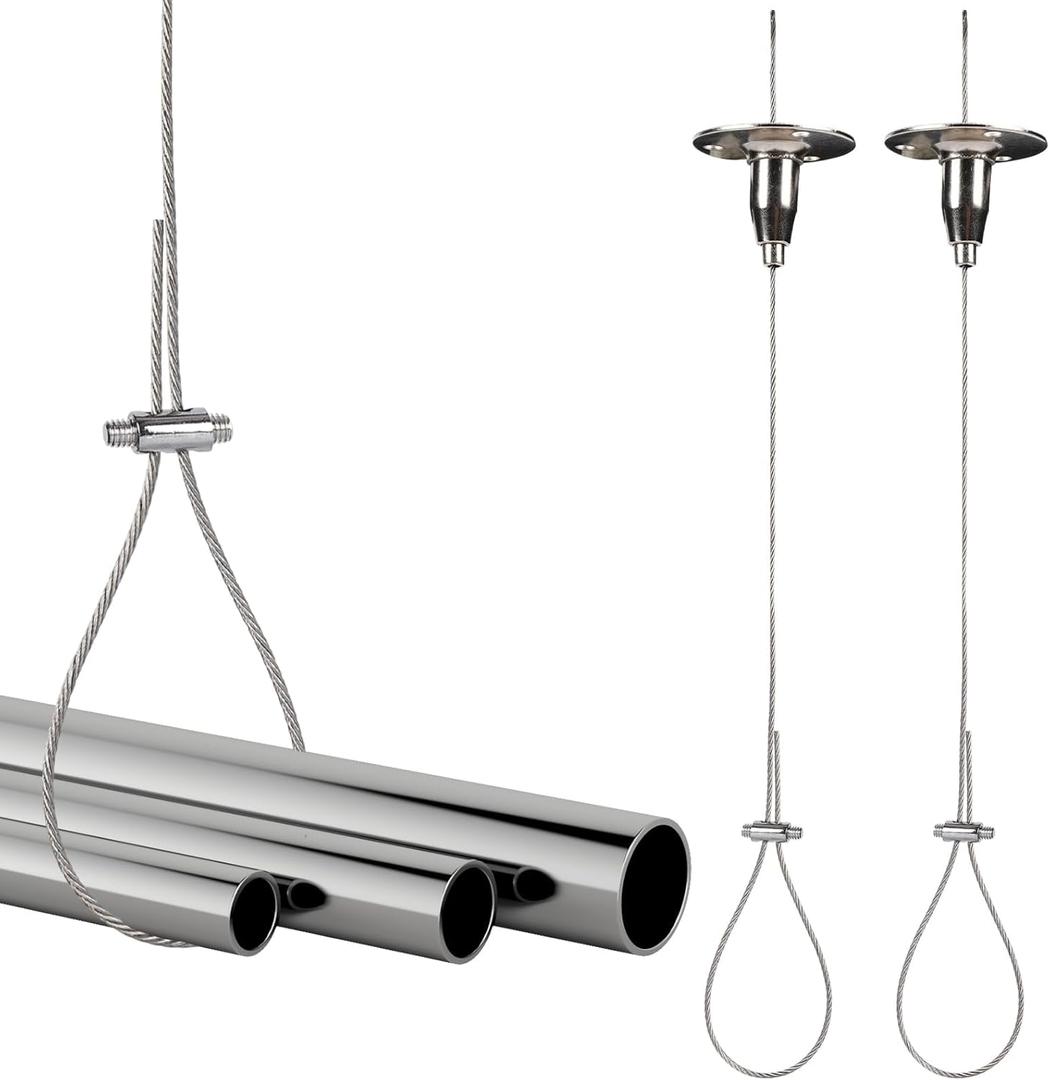 Closet Rod Support, 2PCS Ceiling Mount Curtain Rod Brackets, Adjustable 78.7 304 Stainless Steel Ceiling Support for Closet Rod or Shower Curtain Rod, Heavy Duty Pipe Bracket (No Screws Included