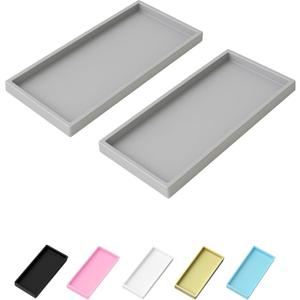 Vanity and Bathroom Tray, 11.8" ABS Countertop Organizer,Waterproof Vanity Tray for Toilet Tank,Perfume,Soap,Keys,Bathroom Accessories,Kitchen and Bath Trays,Non Slip Small Trays,Gray,2 Pack