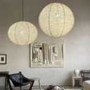 Linen Hanging Lamp Shades Round Can replace paper lantern,24 INCH & 20 IN, 24"+20" 2pcs