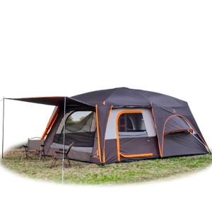 KTT Extra Large Tent 12 Person,Family Cabin Tents,Full Rainfly,2 Bay-Windows,2 Rooms and 3 Doors 3 Windows with Mesh,Waterproof,Straight Wall,Double Layer,Big Tent for Outdoor,Picnic,Camping