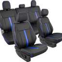 DiffCar for Ford F150 Seat Covers 2015-2023 2024 2025 2026, Black/Blue | Full Set Faux Nappa Leather, Fit Crew and SuperCrew Cab XL XLT, Custom Fit for Ford F-150 Accessories, Pickup Seat Protectors