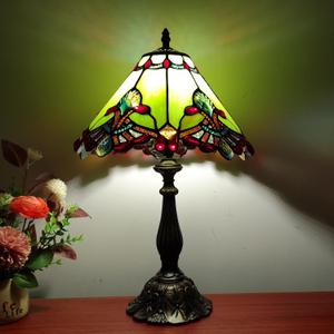 Tiffany lamp Green Baroque Style Stained Glass Table Lamp 12X12X19 Inches 3 -Way Tiffany Style Antique Light for Home Bedroom Living Room - 12W E26 Bulb Include