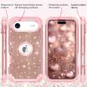 LONTECT for iPhone Air Case Glitter Sparkly Bling 3 in 1 Shockproof Heavy Duty Hybrid Sturdy High Impact Protective Cover Case for Apple iPhone 17 Air 6.5 inch 2025,Rose Gold