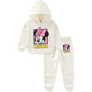 Disney Minnie Mouse Girls Pullover Hoodie and Pants Set for Toddler and Big Kids (Beige) 3T