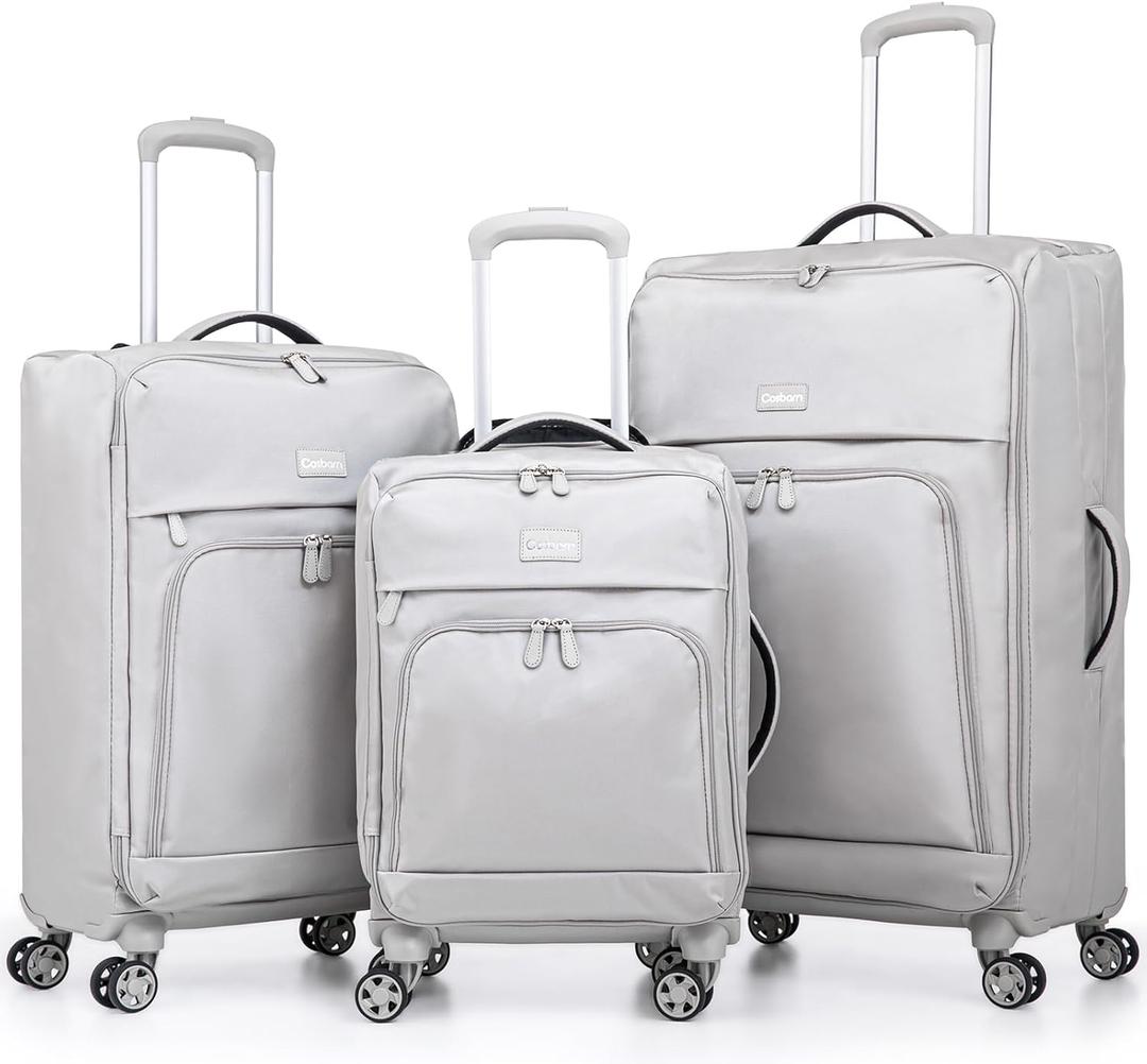 3 Piece Softside Luggage Sets  Lightweight Durable Suitcase with 360 Silent Spinner Wheels & Retractable Handle, Softshell Carry On for Business/Family Travel (20in/24in/28in)