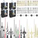 Mudder 4 Pieces Quartz DIY Wall Clock, Clock Numerals Kit, Movement Mechanism Battery Operated Clock Motor Kit with 6 Different Pairs of Hands for DIY Clock Repairment