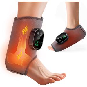Foot and Ankle Massager for Pain Relief, Cordless Ankle Heating Pad Foot Renew Triple Method Massager with Adjustable Timer, 6 Heat Levels, 3 Vibration Modes, Grey