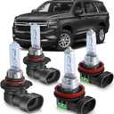 Fit for 2007-2022 Chevy Tahoe/Suburban High Performance Halogen Headlight Bulbs,9005 H11 High Low Beam Headlamp Replacement Bulbs Kit, Plug and Play,Pack of 4