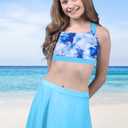 Cutemile 5-16 Years Girls Two Piece Tankini Swimsuit with Boyshort Bathing Suit Quick Dry Beach Swimwear (Blue)