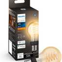 Philips Hue Smart 40W A19 Filament LED Bulb - Soft Warm White Light - 1 Pack - 550LM - E26 - Indoor - Control with Hue App - Compatible with Alexa, Google Assistant and Apple Homekit