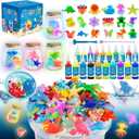 116PCS Magic Glow-in-The-Dark Gel Water Fairy Toy, Aqua DIY Elf Set with 18 Shape Molds, 100ml Gels, Water Squishy Kit, Make 150+ Water Animals,Christmas Birthday Gift, Arts Crafts STEM Kit for Kid