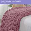 Bigacogo Chunky Knit Throw Blanket for Couch, 40x80 inches, 100% Hand Knitted with Thick Jumbo Chenille Yarn, Cozy Soft Large Rope Knot Cable Crochet Blankets for Sofa Bed Living Room, Burnt Rose