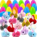 24 PCS Filled Bunny Prefilled Easter Eggs with 24 Cute Bunnies Toys for Kids Easter Egg Stuffer