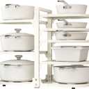 Adjustable Heavy Duty Pots and Pans Organizer Under Cabinet, 8-Tier Pot and Pan Organizers Inside Cabinet, Kitchen Cabinet Organizers and Storage, White