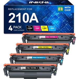 210A Toner Cartridges 4 Pack Compatible Replacement for HP 210A 210X 210 Toner for HP Color Laserjet Pro MFP 4301fdw 4301fdn Pro 4201dn 4201dw Printer Ink W2100A W2100X High Yield (B/C/M/Y, With Chip)