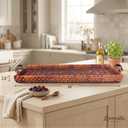 38" Extra Large Handwoven Decorative Tray with Handles | Handwoven Tray with a Sturdy Wood Base, Ideal for Dining Table Centerpieces, Console Tables and Stylish Home Decor