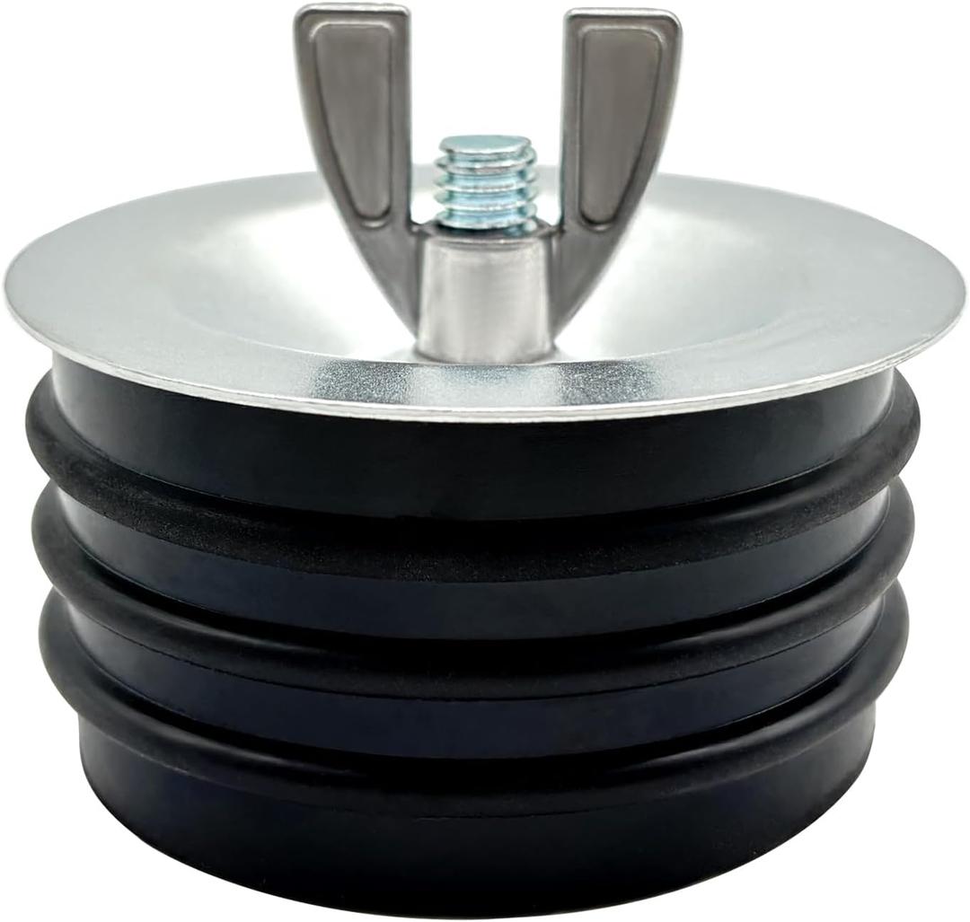 Steel Mechanical Test Plug, Sturdy Sewer Cleanout Cap with Galvanized Screw and Wing Nut Fit for Most Pipe Sink Pool,Black (3 Inch)