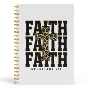 FISWAFY Trendy Leopard Cross Christian Spiral Notebook 5.5x8.3in, Faith Based Christian Journal Gifts for Women, Religious Prayer Journal Notebooks for Note Taking, Hardcover Notebook Journal