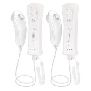 Remote Controller with Nunchunk for Wii and Wii U Games - Remote Controller + Nunchunk for Wii Remotes - Set of 2 (White)