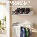 Wall Mounted Drying Rack, 23.6" Retractable Clothes Drying Rack, Heavy Duty 60LB Capacity with 4 Stainless Steel Rods, Foldable Laundry Rack for Indoor Laundry Room, Balcony & Bathroom, 23.6" Regular