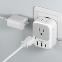 European Plug Adapter USB C, TESSAN US to Europe Adapter 4 Outlets 3 USB Charger, Type C International Power Adaptor to Italy Spain France Portugal Iceland Germany, Europe Travel Essentials