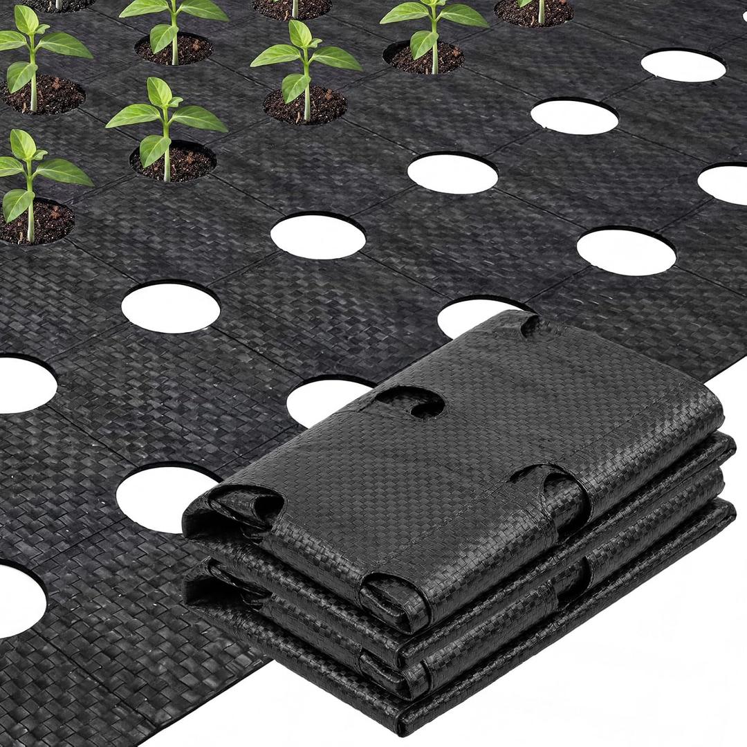 78 x 6.5 ft Garden Weed Barrier Landscape Fabric with Precut Planting Holes, Heavy Duty Weed Barrier Permeability Gardening Ground Cover Mat for Outdoor Greenhouse Planting, Vegetable Beds
