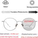 Fashion Round Bifocal Reading Glasses Men Sun Photochromic Metal Frame Transition Presbyopia Female