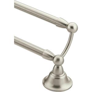 Moen Sage Collection Spot Resist Brushed Nickel 24-Inch Double-Towel Bar, Wall Mounted Bath Towel Hanger with Two Rods, DN6822BN, Brushed Nickel 