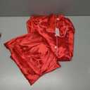 Women's Satin Pajama Set, Long Sleeve Button-Down Top and Pants, Soft Silk-Like Loungewear for Comfortable Sleepwear 22W