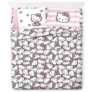 Jay Franco Sheet Set with Fitted, Flat Sheets & Pillow Cover - Ultra-Soft Bedding with Pillowcase for Room Decor, Multi - Hello Kitty, 4 Piece Full