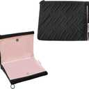 Leudes Makeup Bag Travel Essentials Cute Skincare Pouch Purse Cosmetic Bags for Women Traveling Make Up Organizer Portable Clear Case Toiletry Bag with Zipper (Black, Medium)