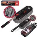 Car Duster Grey Set-Stocking Stuffers Gifts for Men Women-Microfiber Multipurpose Duster,Interior & Exterior Cleaning Tools,Dashboard Detailing Brush,Scratch Free with Extendable Handle,2 Packs