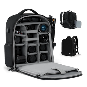 CADeN Camera Backpack, Extra Large DSLR Camera Bag with 17" Laptop Compartment, Waterproof Rain Cover, Professional Travel Hiking Camera Backpack Bag, Black, 2.0 Extra Large