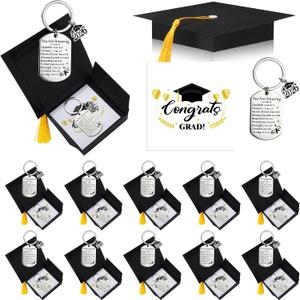 Quelay 24 Sets Graduation Keychain Gift for Teens Inspirational Keychain Graduation Christian Keyring with Doctoral Hat Gift Box for Boys Girls Class of 2026 Grad