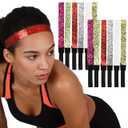 Candy Colored Sports Headband Elastic Glitter Hair Bands for Women Girls Sparkly Comfortable Headbands for Exercise Spa and Daily Use 9.25 Inch