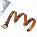 Western Cowgirl Belts for Women Brown Leather Belt for Jeans with Vintage Country Cowboy Buckle