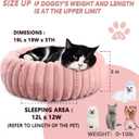 Cute Cat Beds for Indoor Cats - Cuddler Dog Beds for Small Dogs Washable with Anti Slip Bottom, Soft Cozy Comfort Donut Cushion for Puppy and Kitten, Blush Pink, 19x19x5 inches