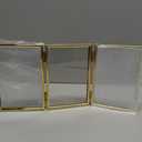 ANAZOZ Metal 6x8 Picture Frame Vertical for Office Desk, Glass 3 Photo Frames Triple Folding, Table Stand, Gold, Office Decor