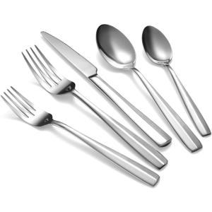 40 Piece Heavy Silverware Set, Premium Stainless Steel Flatware Set for 8, Mirror Polished Dishwasher Safe Kitchen Cutlery Sets, Durable Eating Utensils Dinnerware Include Fork Spoon Knife