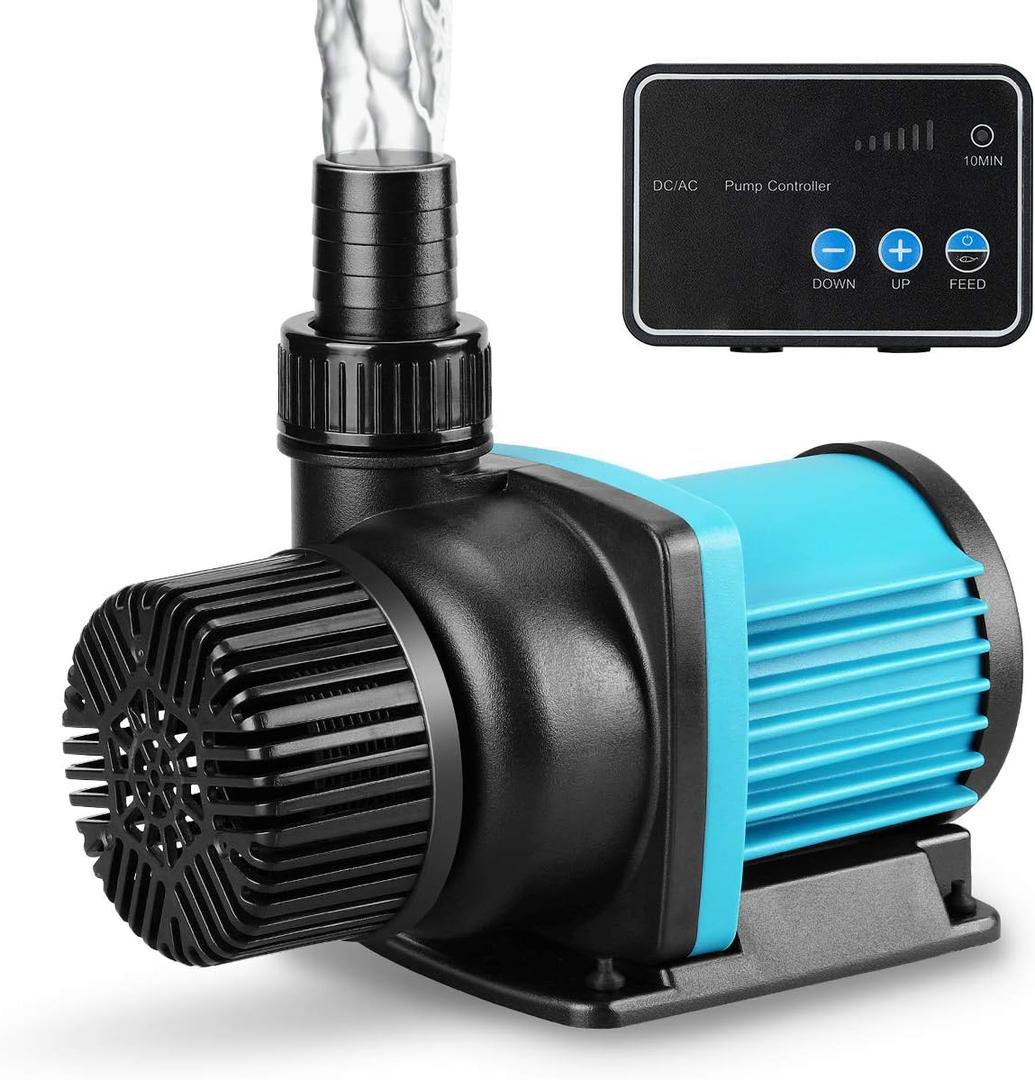 2640GPH 75W Aquarium 24V DC Water Pump with Controller, 18FT Lift Submersible and Inline Return Pump for Fish Tank, Aquariums, Fountains, Sump, Hydroponic, Pond, Freshwater and Marine Water Use