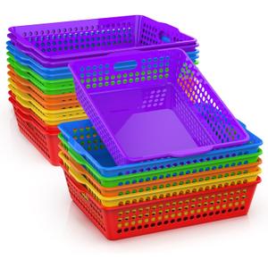 18 Pack Plastic Stackable Desk Paper Baskets, 13.8x10.6x3.1in Turn in Trays