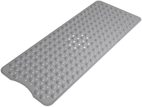 AmazerBath Shower Mat Non Slip 40 x 16 Inches, Shower Stall Mats with Suction Cups and Drain Holes, Non Slip Bath Mat for Tub for Elderly & Kids, Grey