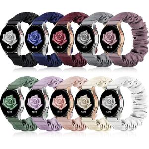 Compatible with Samsung Galaxy Watch 7/6/5/4/Active 2/FE Bands - 40mm/44mm, 20mm Quick Release Scrunchie Strap - Stretchy Cute Elastic Fabric Bands (10-Pack) Women